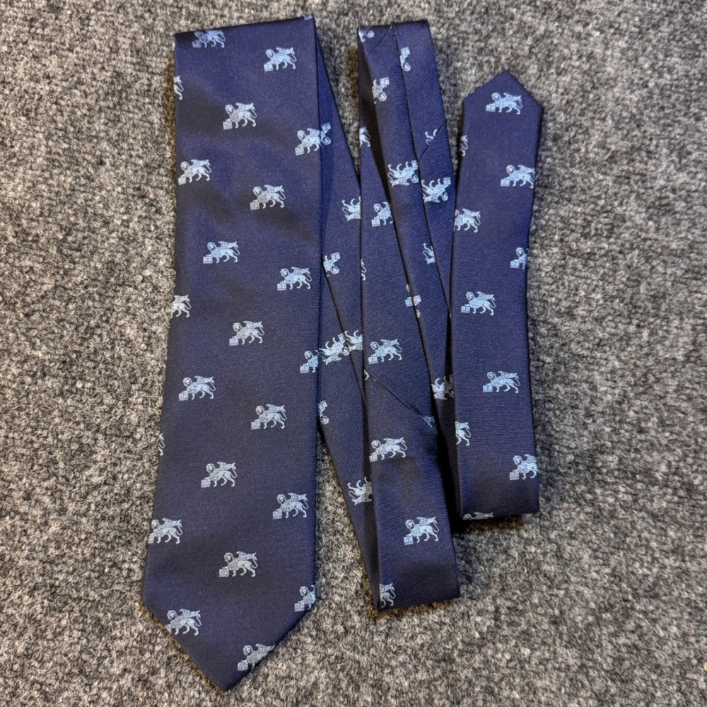 Fabris Venezia Silk Tie Mens OS Navy Griffon of St Mark Italian Handmade Luxury